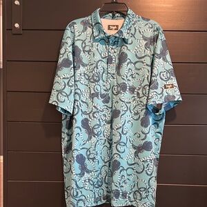 Waggle Golf Men’s Blue Octopus Print Men's Shirt